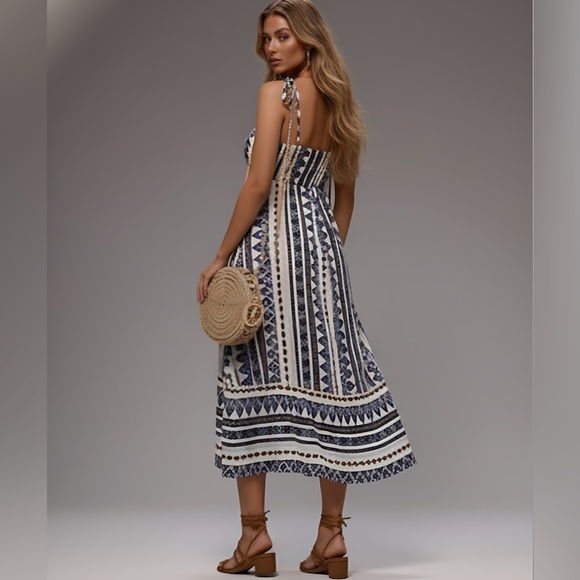 Boho Print Ruffle Hem Cami Dress - Picture 4 of 6